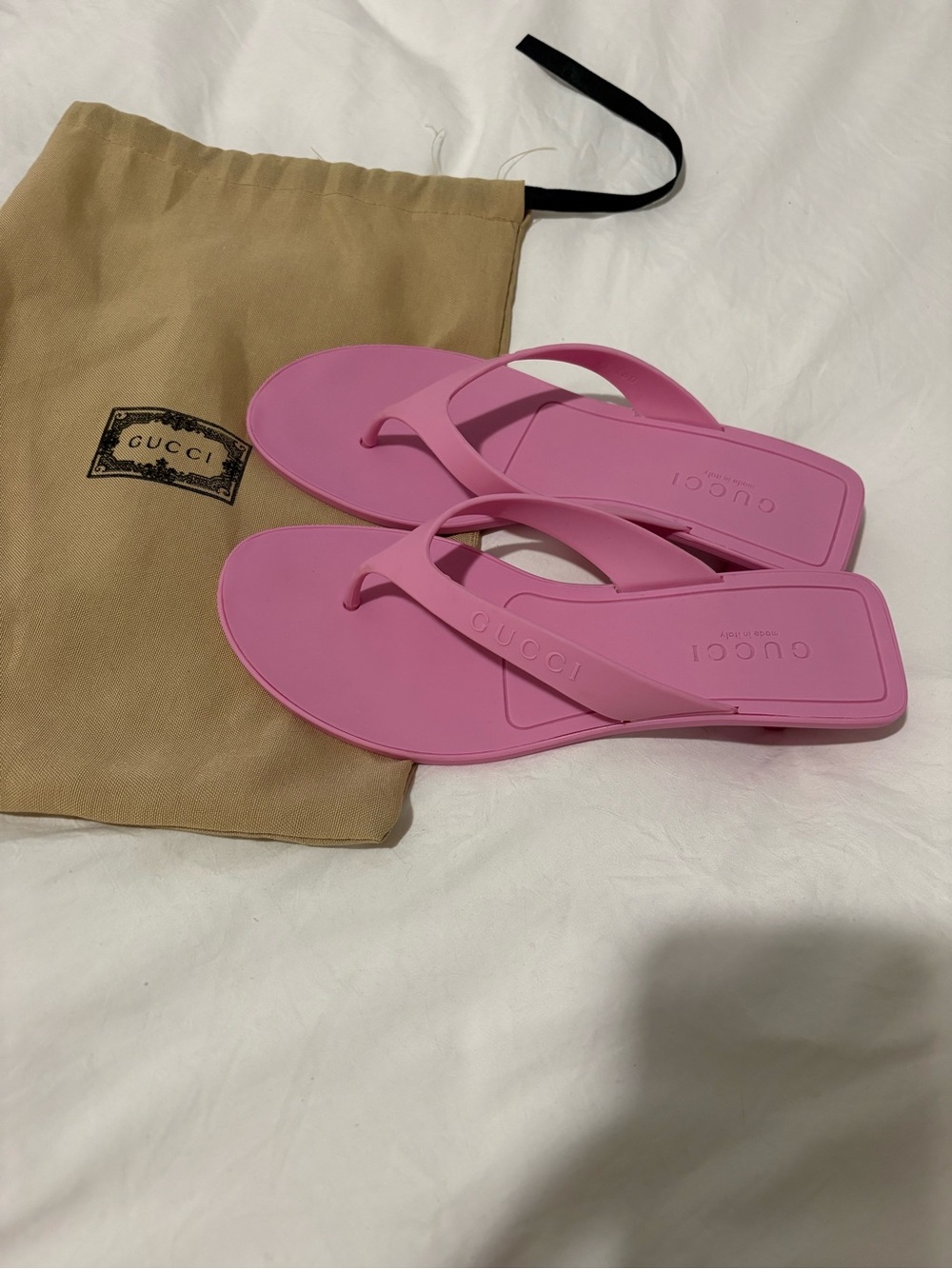 GG Pink Rubber Thong Sandals